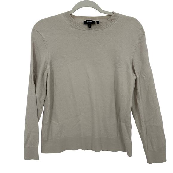 Theory Women's New Ivory Crewneck Sweater in Regal Wool, New Ivory, Size L, Flaw - Picture 1 of 9
